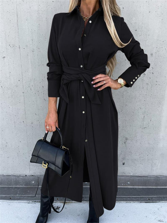 Robe chemise pour femmes avec ourlet asymétrique et ceinture à la taille Chic und Stil