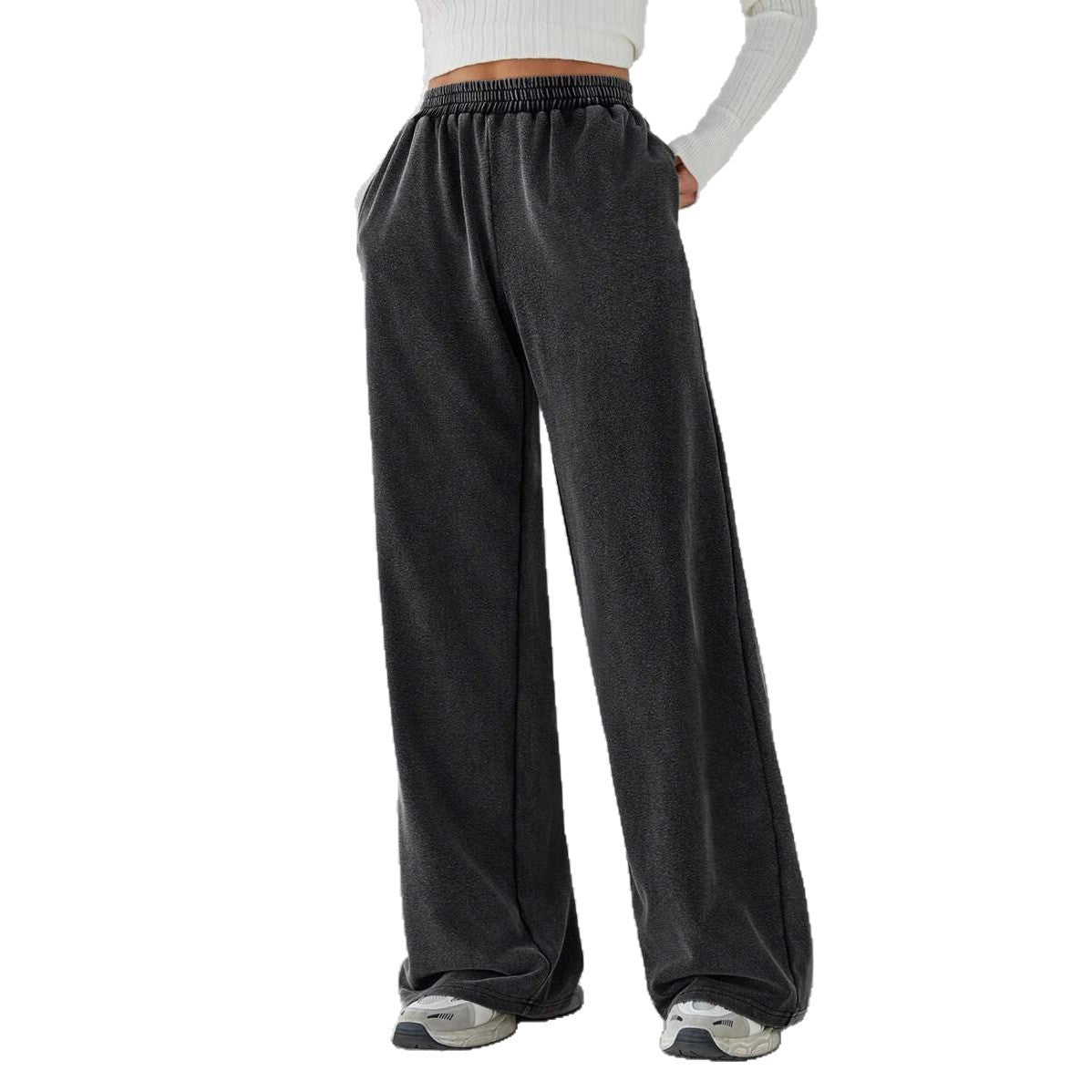Loose fleece pants for women with elastic waistband and side pockets Chic and Style