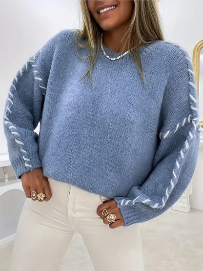 Pull en tricot surdimensionné pour femmes avec ourlet contrastant Chic und Stil