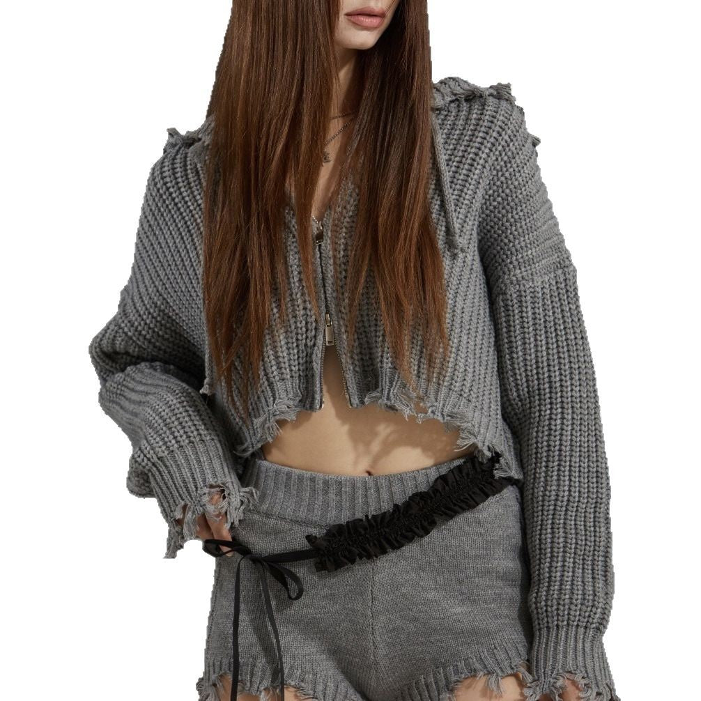 Women's sporty hooded shorts set with unique fringes Chic und Stil