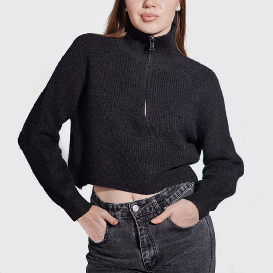Pull femme avec col montant et zip Chic und Stil