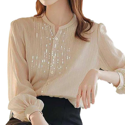 Blouse transparente élégante à boutons pour femmes Chic und Stil