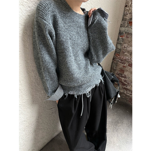 Pull over size ample décontracté pour femmes avec ourlet individuel Chic und Stil