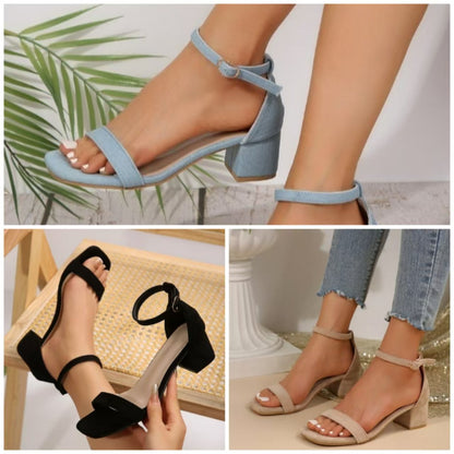 Sandales à brides pour femmes avec talon carré et bride de cheville réglable Chic und Stil
