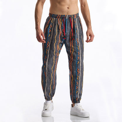 Casual Harem Pants for Men with Colorful Pattern and Elastic Waist Chic and Style