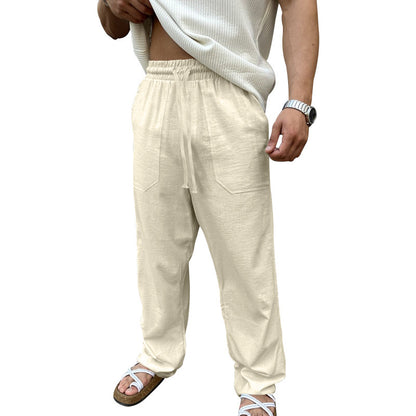 Men's casual linen pants with elastic waistband and practical side pockets Chic and Style