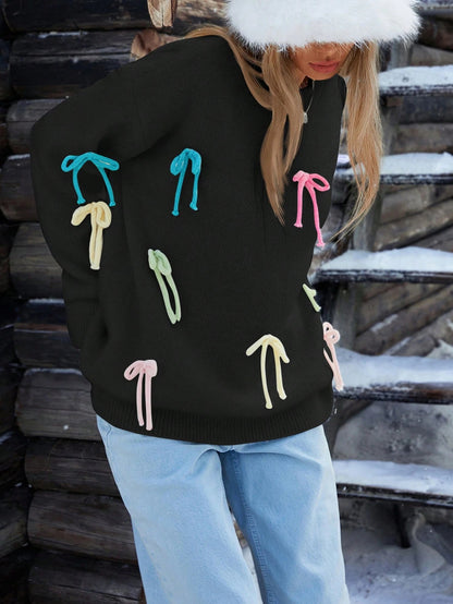 Femme pull en tricot créatif avec des appliqués colorés Chic und Stil