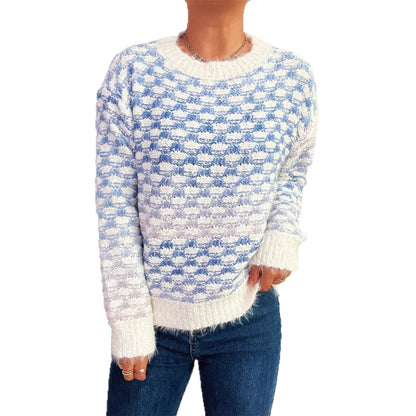 Pull en tricot à motif à carreaux tendance pour femmes Chic und Stil