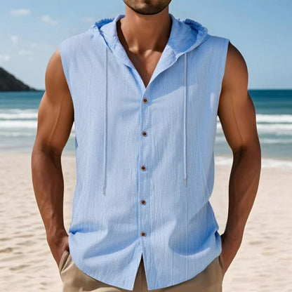 Chemise sans manches pour hommes avec capuche et fermeture à boutons Chic und Stil
