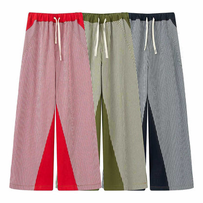Damen weite Hose mit elastischem Bund und stilvollem Streifenmuster Chic und Stil