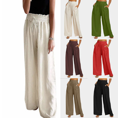 Wide palazzo pants for women with elastic waistband and practical pockets Chic and Style