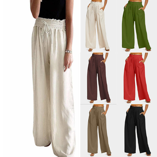 Wide palazzo pants for women with elastic waistband and practical pockets Chic and Style