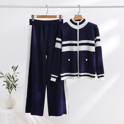 Chic and Style ladies' knitted sports jacket and pants set