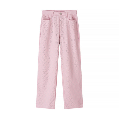 Chic and Style high-waisted elegant pants for ladies with diamond pattern