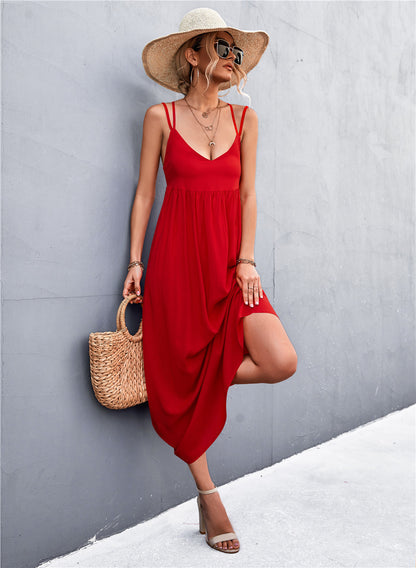 Robe d'été décontractée pour femmes avec des bretelles spaghetti et une coupe volumineuse Chic und Stil