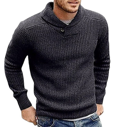 Pull-over à col roulé en grosse maille pour hommes avec détails en bouton Chic und Stil