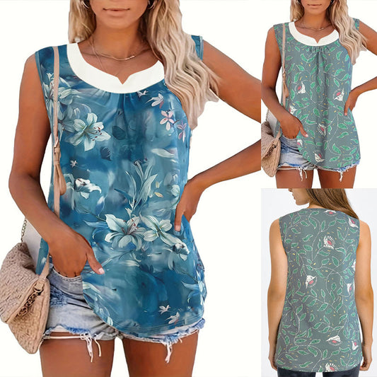 Chemise sans manches pour femmes avec imprimé floral et matériau respirant Chic und Stil