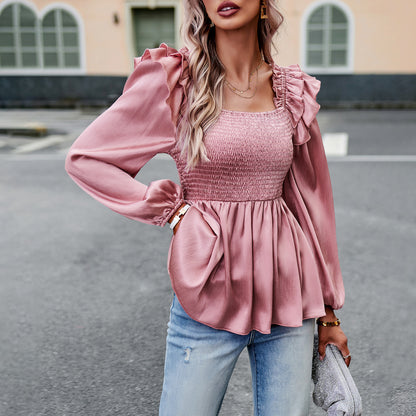Blouse pour femmes avec des détails volants et une taille élastique Chic und Stil