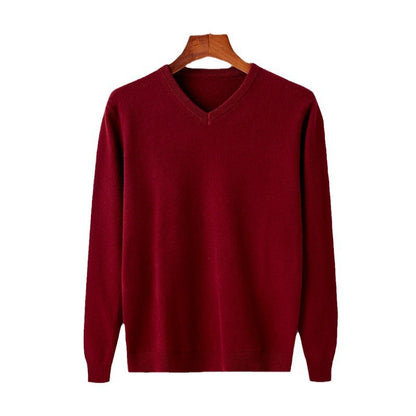 Pull homme élégant en laine fine à col en V Chic und Stil