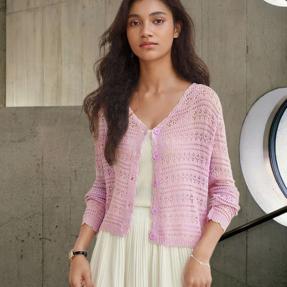 Dames gilet en tricot léger avec un joli motif ajouré Chic und Stil