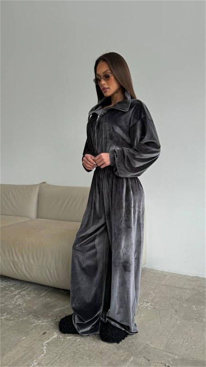Combinaison en velours luxueuse pour femmes avec col montant Chic und Stil