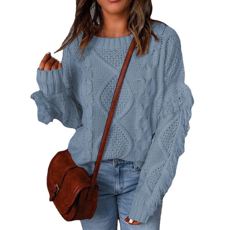 Pull en grosse maille pour femmes avec épaule tombante et bords élastiques Chic und Stil