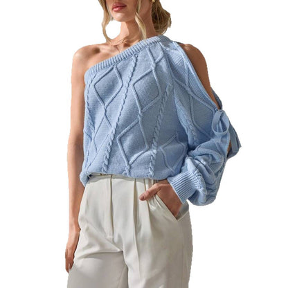 Pull en tricot pour femmes avec des détails découpés asymétriques et un design à côtes élégant Chic und Stil