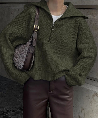 Pull en tricot pour femmes avec zipper et coupe décontractée Chic und Stil