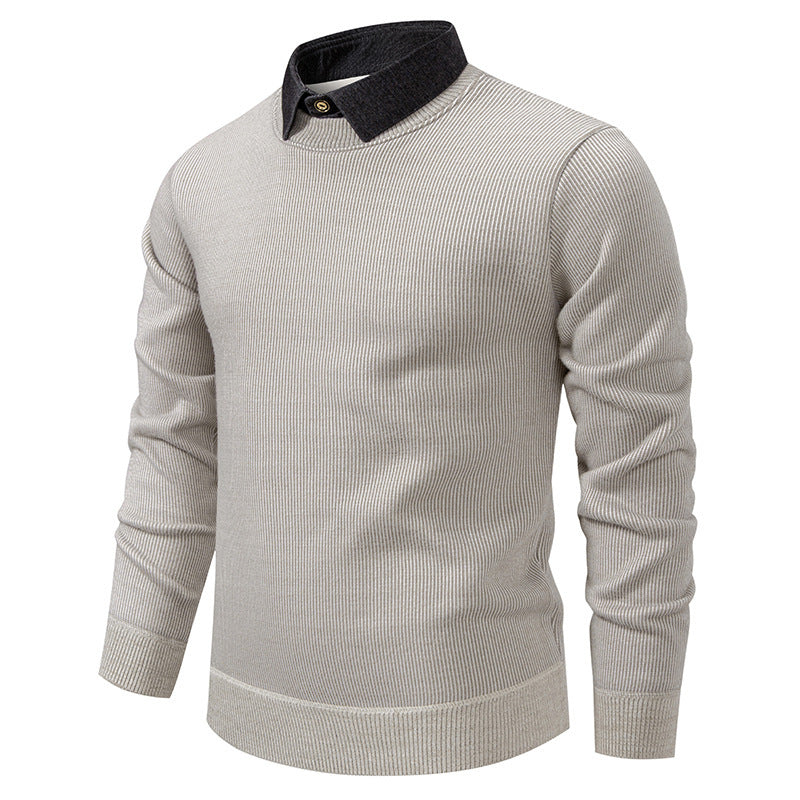 Pull en maille fine pour homme avec design de col moderne Chic und Stil