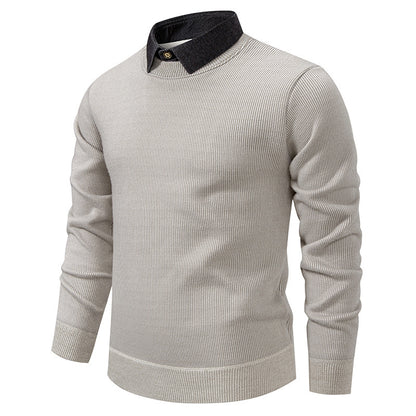Pull en maille fine pour homme avec design de col moderne Chic und Stil