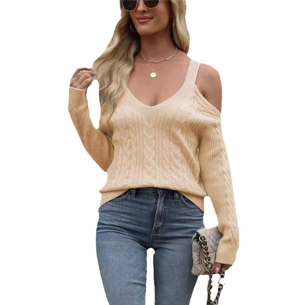 Pull en tricot pour femmes avec épaules dénudées et motif en torsades Chic und Stil