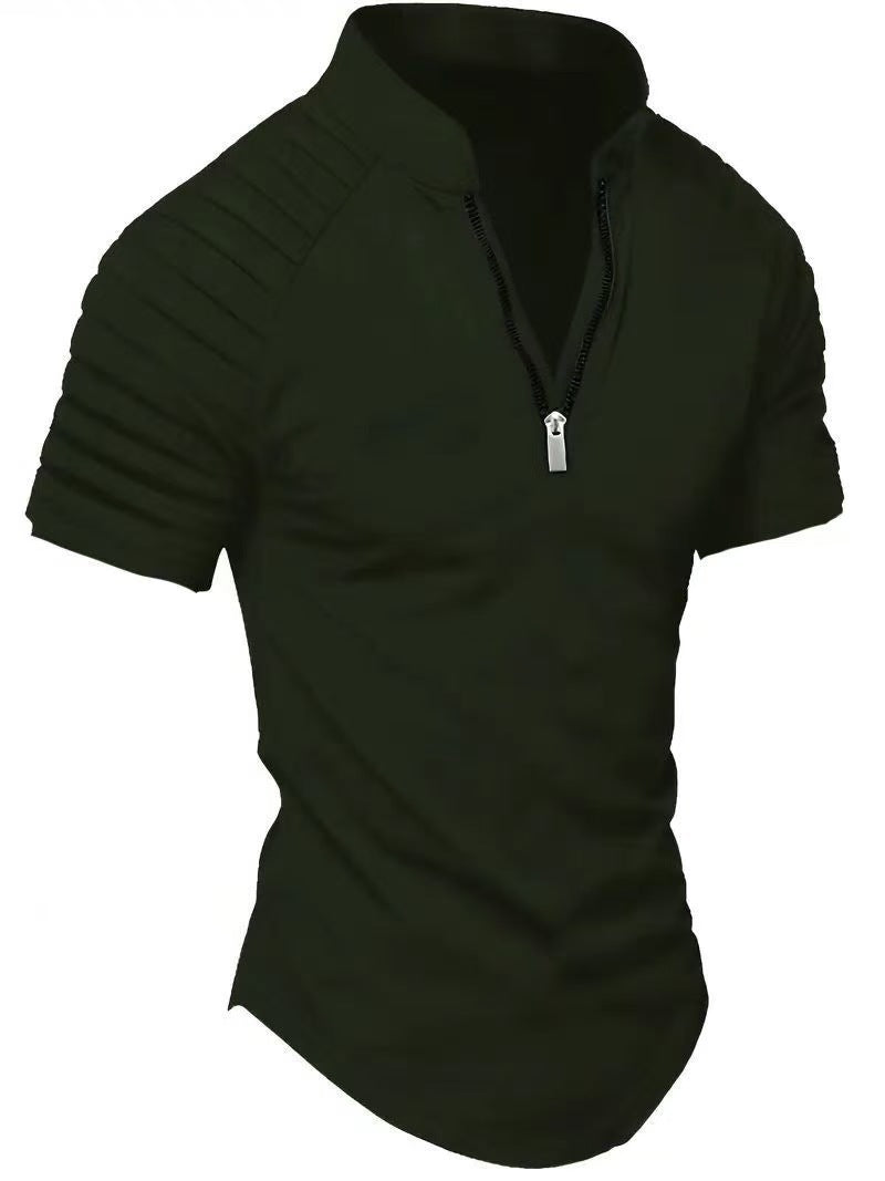 T-shirt de sport à manches courtes pour hommes avec fermeture éclair structurée Chic und Stil
