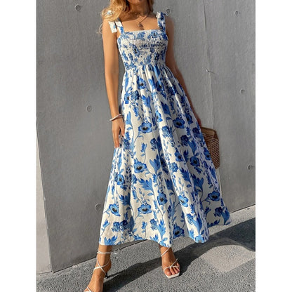 Robe maxi à bretelles smockées pour dames Chic und Stil