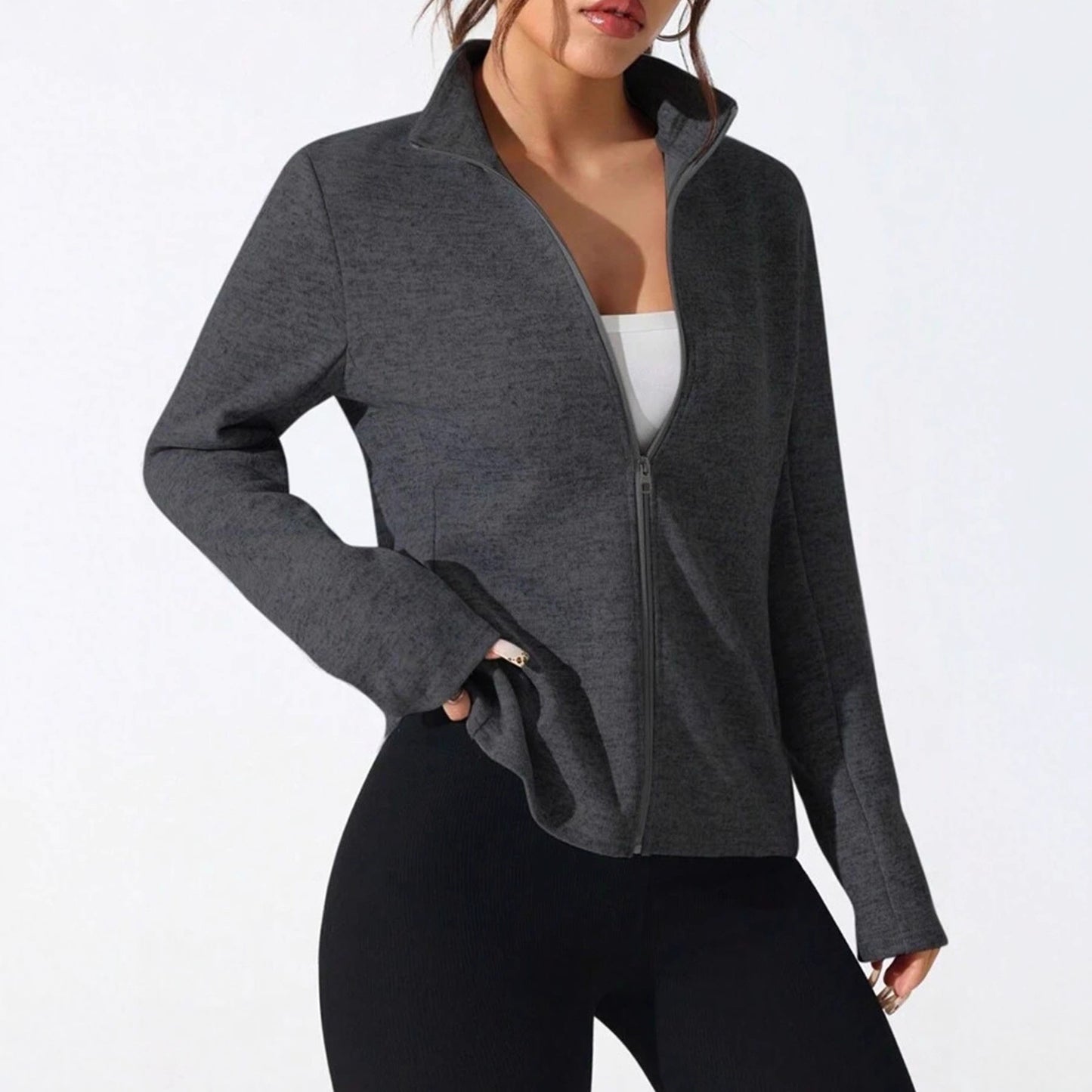 Functional fleece jacket for women with high collar and full zip Chic und Stil