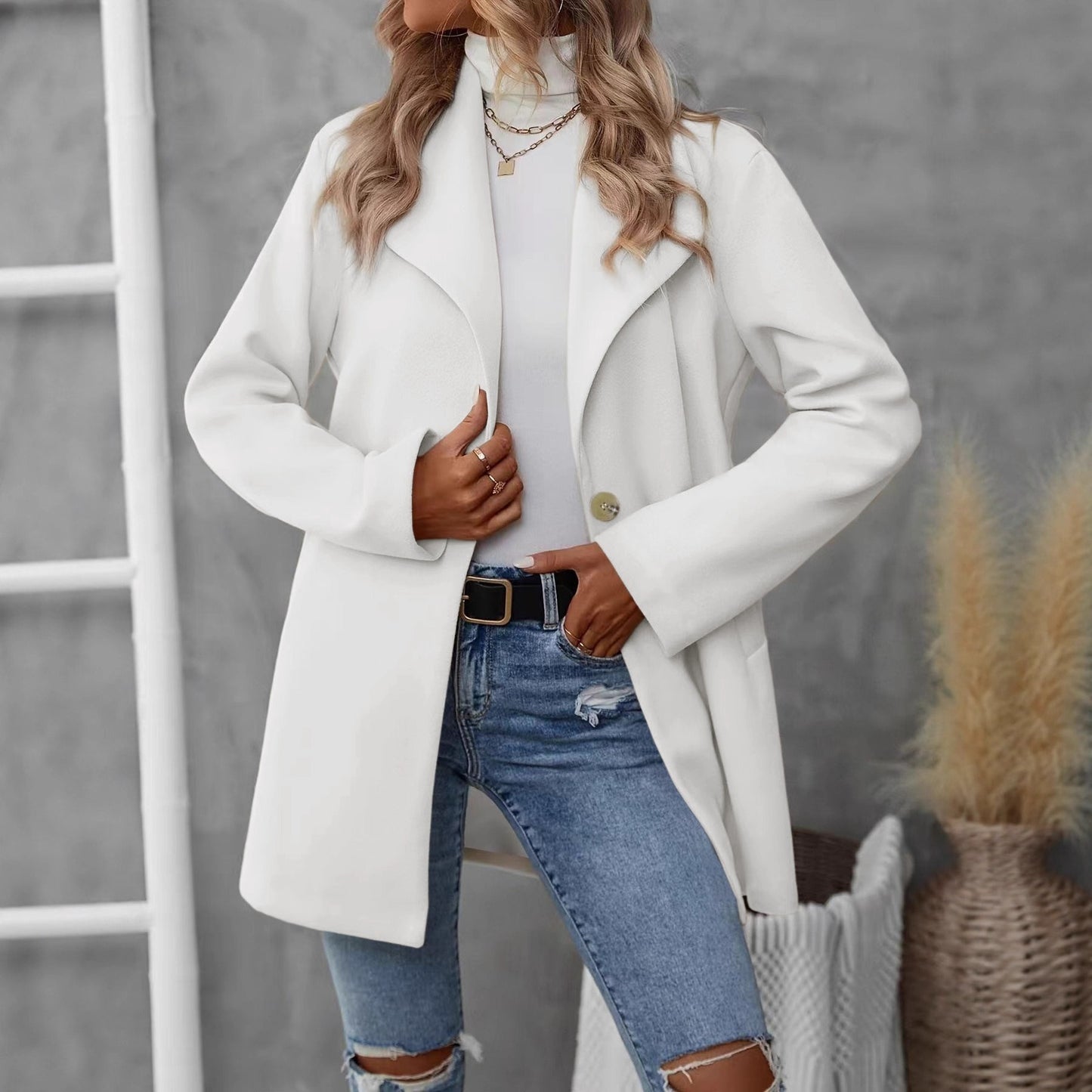 Dames Élégante Veste Oversize avec Coupe Classique et Boutons Modernes Chic und Stil