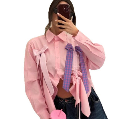 Chemisier femme avec des nœuds décoratifs et détail froncé Chic und Stil