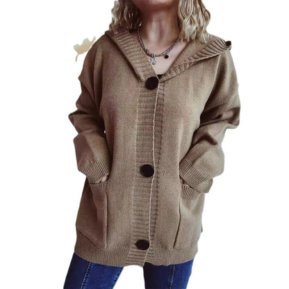 Women's comfortable hooded cardigan with practical pockets - Chic and stylish
