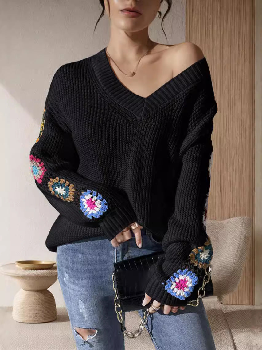 Pull en tricot pour femmes avec des accents de crochet ludiques et une coupe ample Chic und Stil