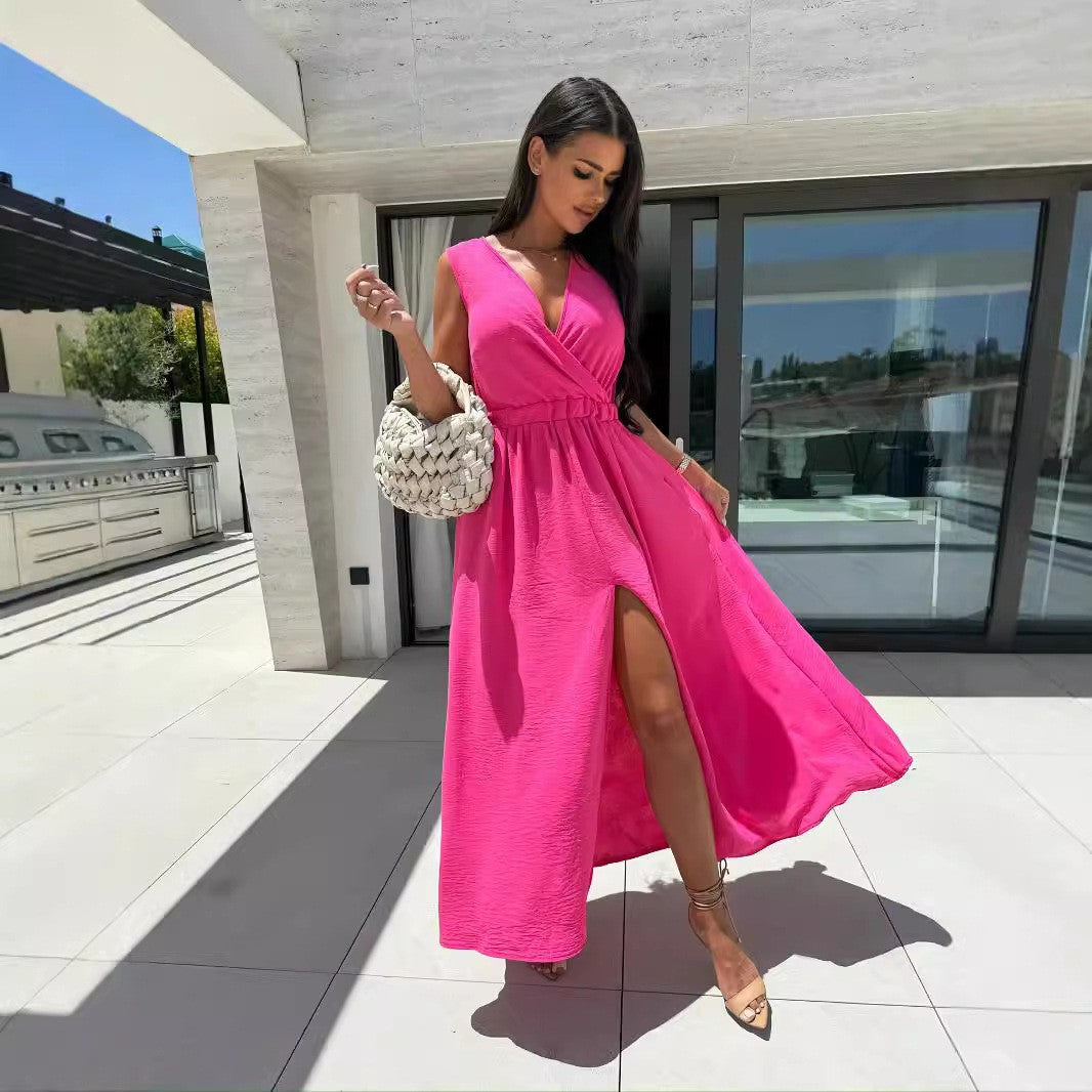 Femme Robe Maxi Chic à Décolleté en V Chic und Stil