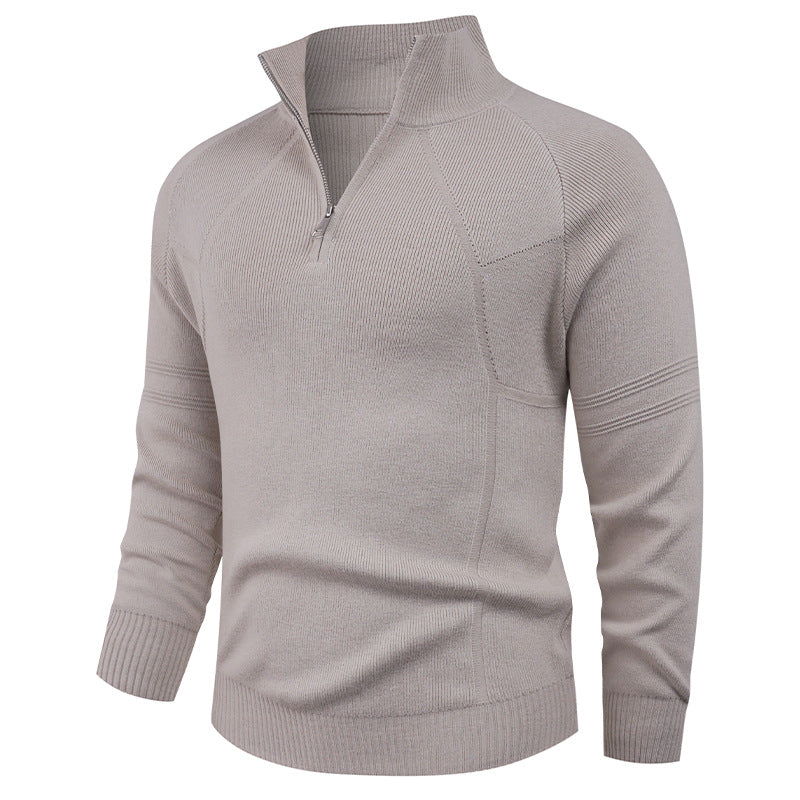 Knitted pullover for men with modern zipper and elegant structure Chic and Style