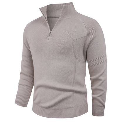 Knitted pullover for men with modern zipper and elegant structure Chic and Style