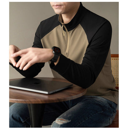 Functional long-sleeved shirt for men with a stand collar and innovative zip opening Chic and Style