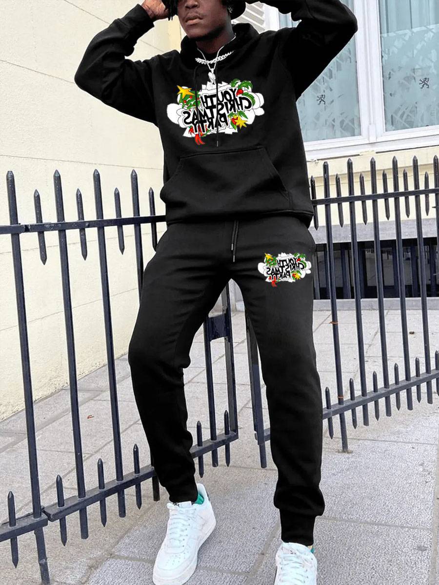 Women's hoodie and jogger pants set with creative Christmas pattern Chic and Style