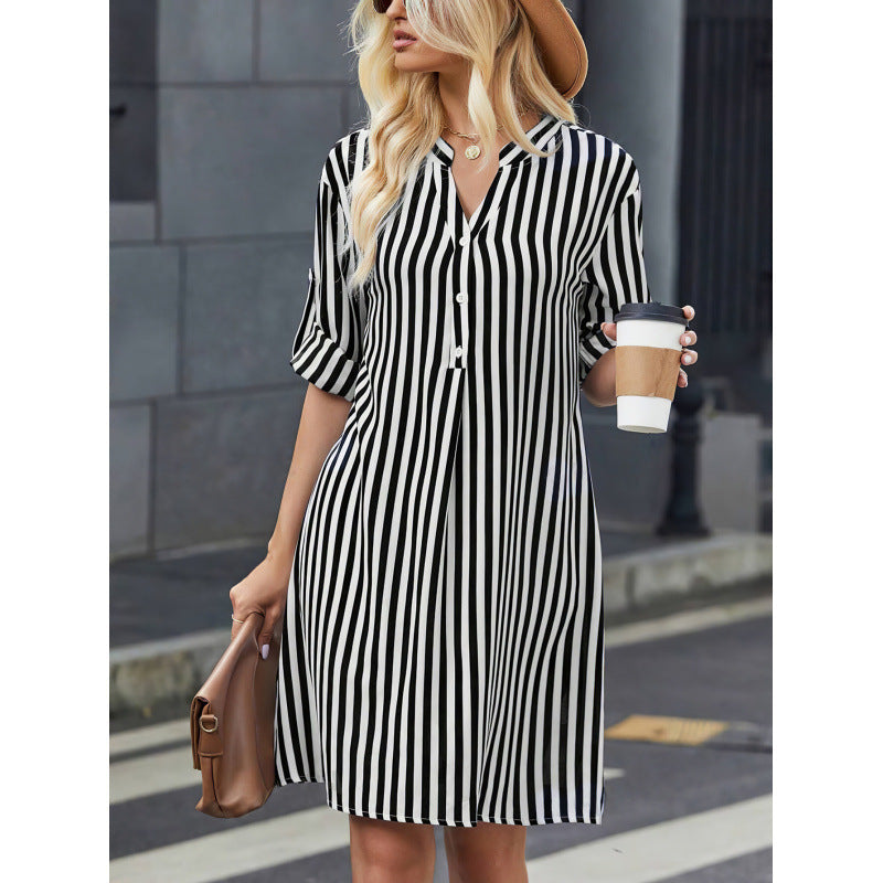 Robe chemisier rayée pour femmes Chic und Stil