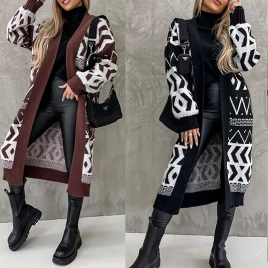Cardigan femme en grosse maille avec motif graphique et coupe ouverte Chic und Stil