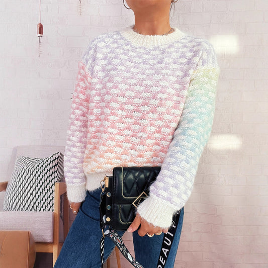 Pull en tricot à motif à carreaux tendance pour femmes Chic und Stil