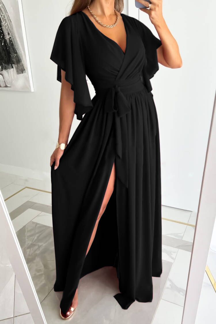 Women's Flowing Maxi Dress with Elegant Butterfly Sleeves Chic und Stil