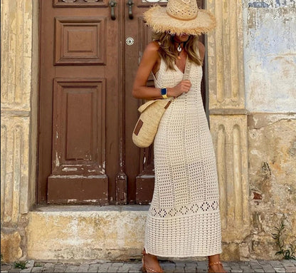 Robes maxi en crochet pour femmes avec des détails lacés aérés et un design élégant Chic und Stil