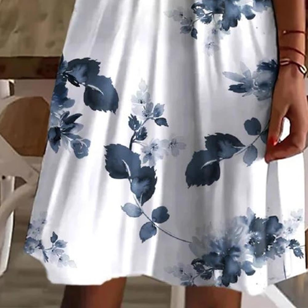 Women's Floral Print A-Line Dress with Ruched Top Chic und Stil