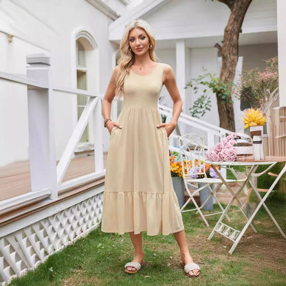 Robe maxi femme avec poches pratiques et jupe fluide Chic und Stil